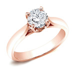 Rose Gold Diamond Engagement Ring with 1/2ct Total Weight Round Solitaire Diamond by Yaffie