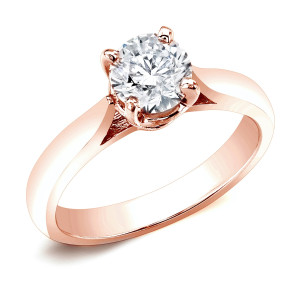 Rose Gold Diamond Engagement Ring with 1/2ct Total Weight Round Solitaire Diamond by Yaffie