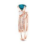 Blue Diamond Bridal Ring Set with 1ct TDW in Yaffie Rose Gold