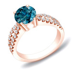 Blue Diamond Solitaire Engagement Ring, Sparkling in Yaffie Rose Gold with 1ct TDW