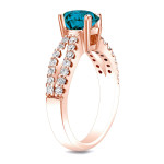 Blue Diamond Solitaire Engagement Ring, Sparkling in Yaffie Rose Gold with 1ct TDW