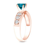 Rose Gold Blue Diamond Ring with 1ct TDW by Yaffie