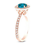 Rose Gold Blue Diamond Ring with 1ct TDW