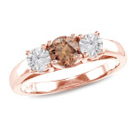 Yaffie Brown Round Diamond Trio Ring in Rose Gold with 1ct Total Diamond Weight