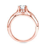 Rose Gold Yaffie Bridal Set with Certified Cushion Diamond, 1ct Total Diamond Weight