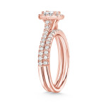 Certified Princess Diamond Bridal Set with Halo in Yaffie Stunning Rose Gold