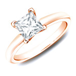 Certified Princess Diamond Solitaire Ring with Yaffie Rose Gold