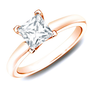 Certified Princess Diamond Solitaire Ring with Yaffie Rose Gold