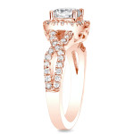 Certified Yaffie Rose Gold Engagement Ring with 1 Carat TDW Round Cut Diamond