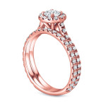 Yaffie Creative Rose Gold Diamond Halo Wedding Ring- 1ct TDW Certified