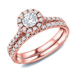 Say 'I Do' in Style: Yaffie Rose Gold 1ct TDW Diamond Halo Bridal Set