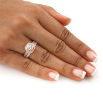 Certified Round-cut Diamond Bridal Ring Set with 1ct TDW, in stunning Rose Gold by Yaffie.