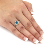 Braided Halo Blue Diamond Ring with 1ct TDW in Yaffie Rose Gold