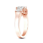 Certified Three-Stone Diamond Ring with 2 1/3ct TDW in Radiant Rose Gold by Yaffie