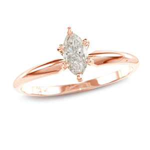 Rose Gold Marquise Diamond Engagement Ring with 2/5 Total Diamond Weight by Yaffie