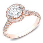 Certified 2ct TDW Diamond Engagement Ring with a Rose Gold Halo by Yaffie.