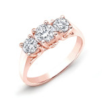 Dazzling Yaffie Three-Stone Engagement Ring with 2ct TDW Round Diamond in Rose Gold