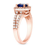 Rose Gold Engagement Ring with 3/5ct Sapphire and Diamonds by Yaffie