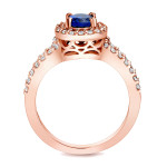 Rose Gold Engagement Ring with 3/5ct Sapphire and Diamonds by Yaffie