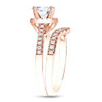 RoseGold Princess-Cut Diamond Ring Set with 1.2ct Total Weight - Perfect Engagement & Wedding Piece by Yaffie