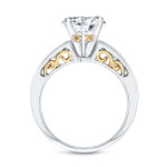 Certified 1 3/4ct TDW Round Cut Gold Bridal Ring Set with Two Tone Yaffie Diamonds