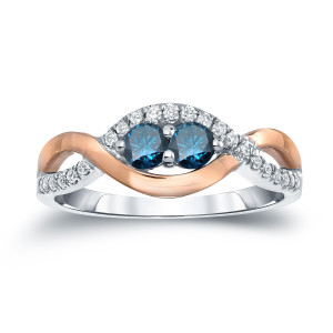 Engaging Yaffie Blue Diamond Ring with Two-Tone Gold and 1/2ct TDW