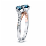 Blue Diamond Double Stone Engagement Ring in Yaffie Two-Tone Gold, with 1/2ct Total Diamond Weight