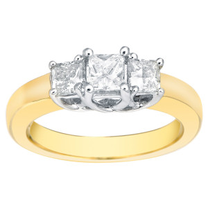 Yaffie Regal Two-Toned 1ct TDW Princess Cut Diamond Trio Ring