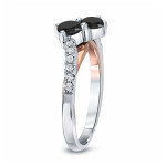 Yaffie ™ Handcrafted Two-Tone Gold 2-Stone Black Diamond Engagement Ring boasts 3/4ct TDW & Round Cut Brilliance.