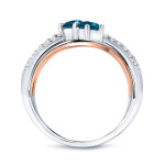 Yaffie Blue Diamond Engagement Ring with 2-Stone Round Cut and Two-Tone Gold, boasting 3/4ct TDW.