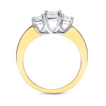 Princess Cut Diamond Ring with 3 Stones in Two-Tone Gold, 3/4ct Total Weight