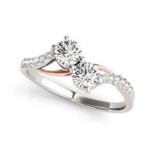 The Yaffie Duo Gold 0.75ct TDW Round Diamond 2-Stone Ring with a Twist