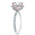 Certified Cushion Cut Diamond Engagement Ring - Yaffie Two-Tone Gold Sparkles with 1.75ct TDW