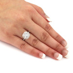 Certified Cushion-cut Diamond Engagement Ring with Gold Halo Accent by Yaffie - 1.75cts TDW