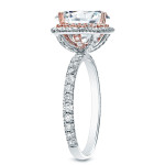 Certified Cushion-cut Diamond Engagement Ring with Gold Halo Accent by Yaffie - 1.75cts TDW