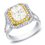 Certified Princess-cut Diamond Ring with 1 4/5ct TDW in Two-tone Gold by Yaffie.