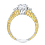 Yaffie Two-tone Gold 2ct TDW Certified Three Stone Diamond Bridal Ring Set