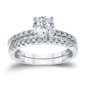 Certified Bridal Set featuring Round-cut White Diamonds by Yaffie (3/4ct TDW)