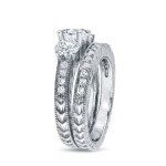 Bridal Set: Yaffie 1 1/2ct Filigree White Gold Ring with 3 Certified Stones!