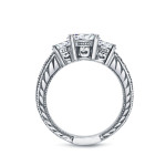 Certified Filigree Bridal Ring Set with 3 White Gold Stones, 1 1/2ct by Yaffie