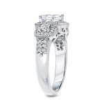 Sparkling 3-Stone Diamond Halo Engagement Ring from Yaffie, in elegant White Gold with 1 1/2ct TDW