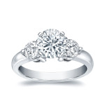 3-Stone Round Engagement Ring with Yaffie White Gold Brilliance - 1 1/2ct TDW