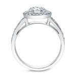 Regal Yaffie White Gold Ring with 1.5ct Diamond Halo - Certified for Your Engagement