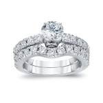 Certified Round-cut Diamond Bridal Ring Set in Yaffie White Gold with 1 1/2ct TDW