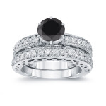 Yaffie Custom-Made Round Black Diamond Bridal Set in 1 1/2 ct. White Gold