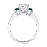 Sparkling Yaffie White Gold Engagement Ring with 1.5ct White and Blue Diamonds in Round Cut