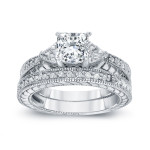 Certified Princess-cut Diamond Bridal Set in Yaffie White Gold, 1 1/3ct TDW