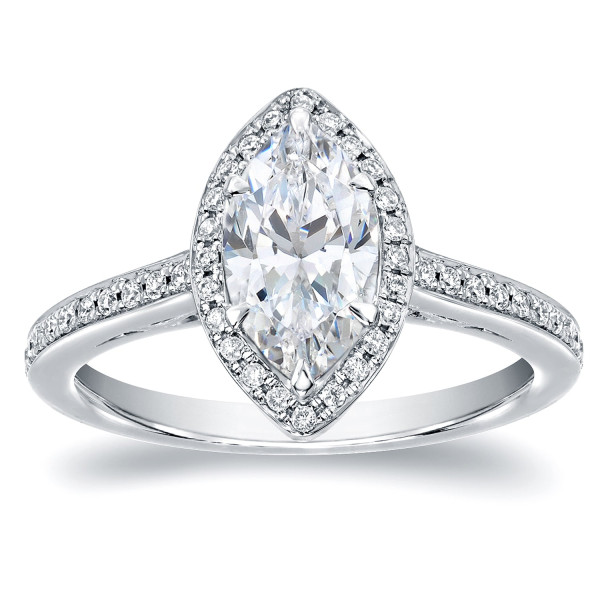 Yaffie Marquise Halo Diamond Engagement Ring - 1 1/3ct TDW in White Gold