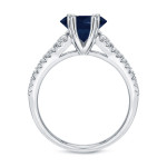 Sapphire and Diamond White Gold Ring by Yaffie: 1 1/4ct Blue Stone, 3/4ct TDW Round Gems