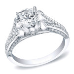 Ultimate elegance: Certified 1 1/4ct Round Diamond Bridal Ring in Yaffie White Gold